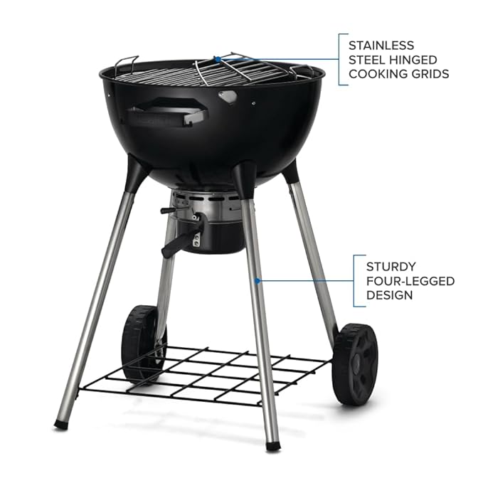 Napoleon NK18 Charcoal Kettle Grill – 18-Inch Black BBQ