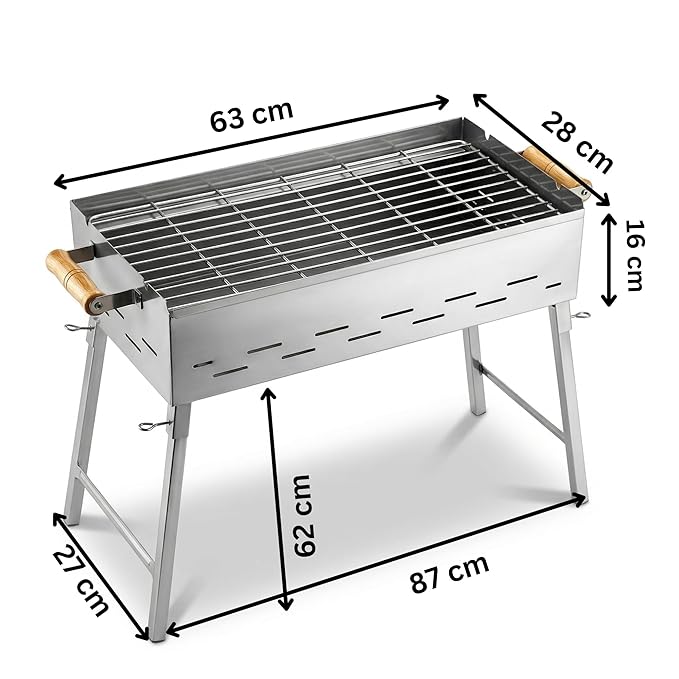 Portable Stainless Steel Charcoal Grill- Outdoor Camping