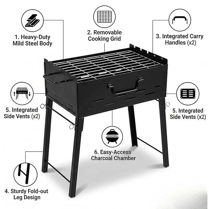 Pepe BBQ Heavy-Duty Mild Steel Portable Barbeque Grill |