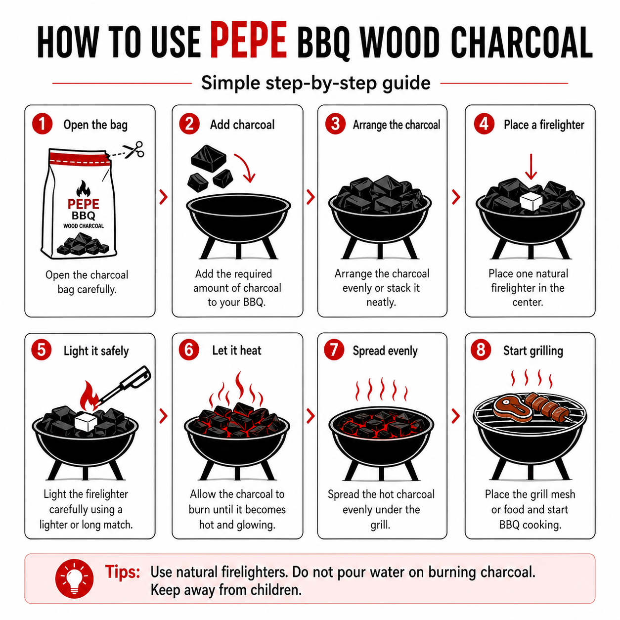 PepeBBQ Premium Charcoal Briquettes (2kg)