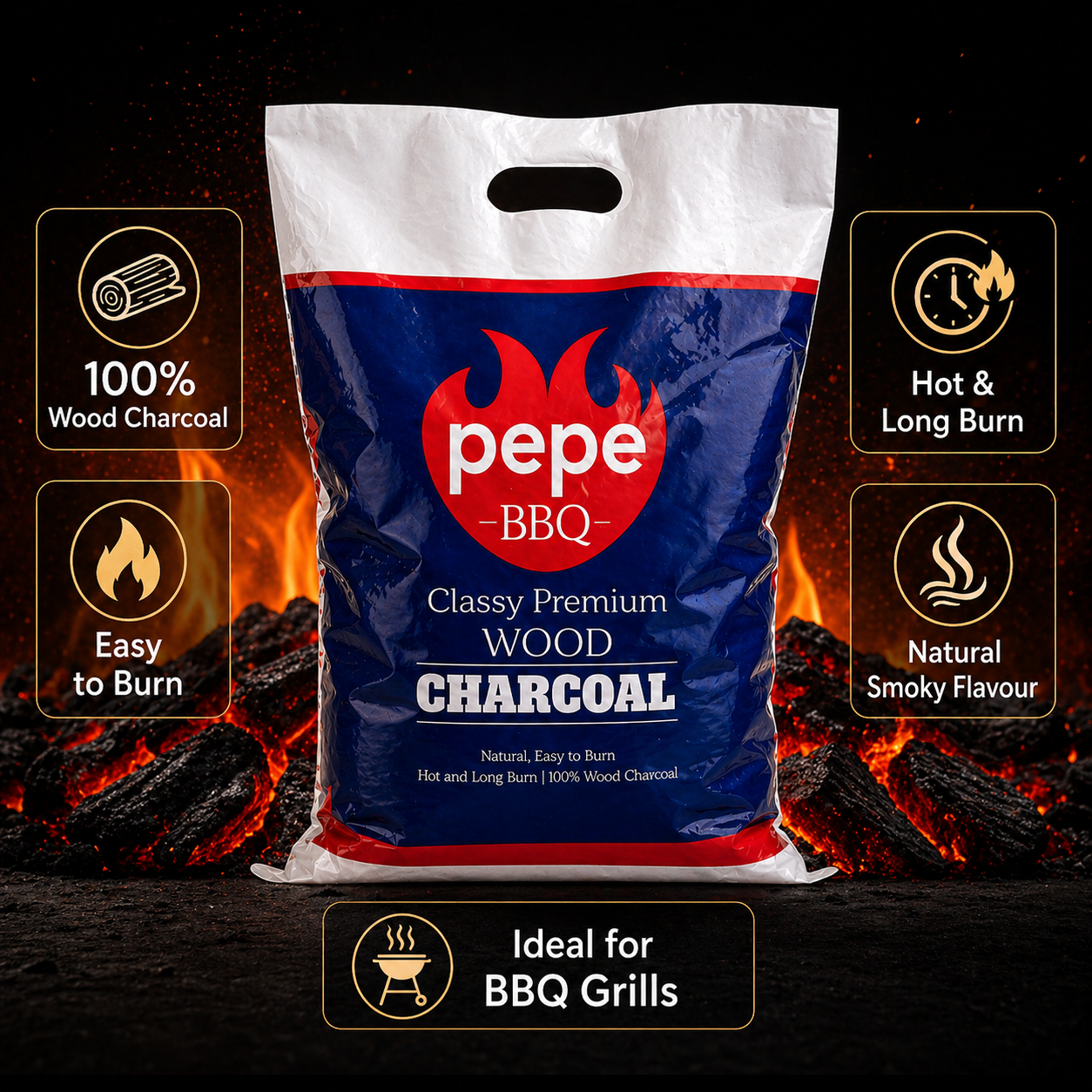 PepeBBQ Premium Charcoal Briquettes (2kg)