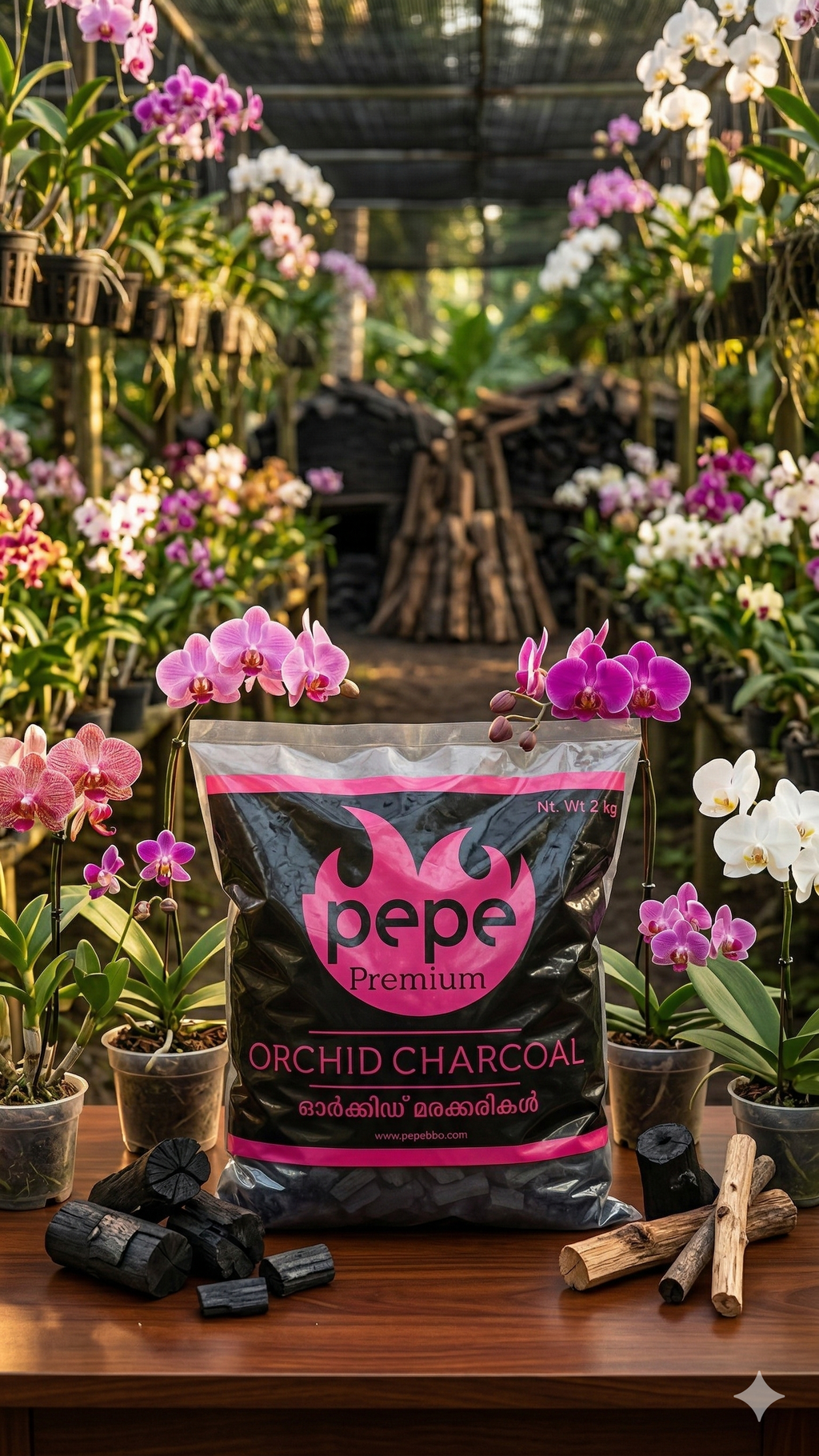 Horticultural Charcoal 2kg for Orchid, Succulent, Adenium, Terrarium & Gardening