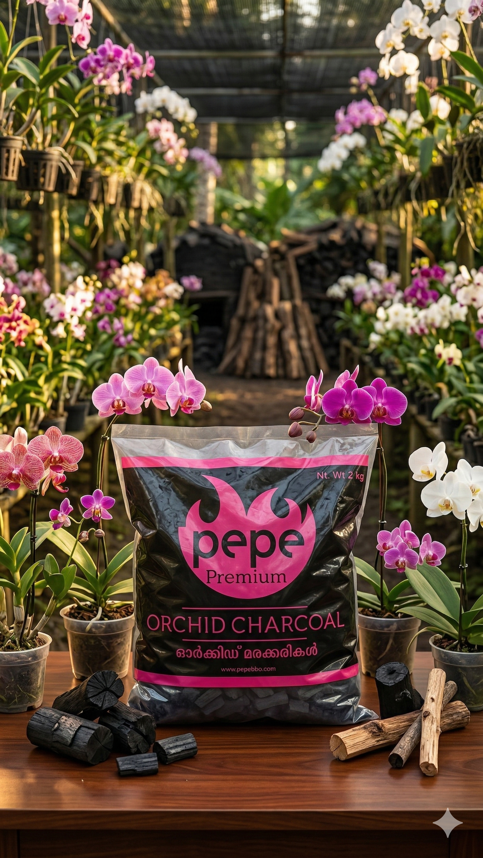 Horticultural Charcoal 2kg for Orchid, Succulent, Adenium, Terrarium & Gardening