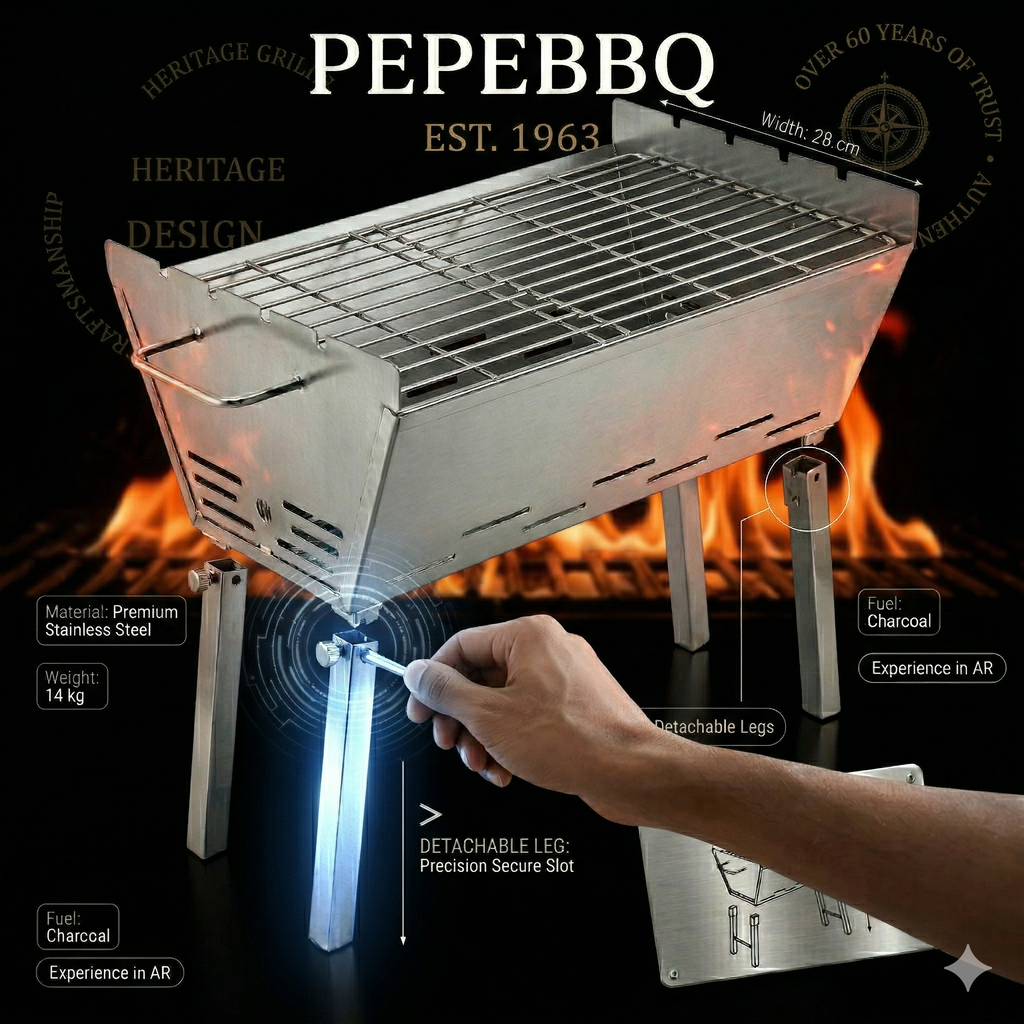 Portable Stainless Steel Charcoal BBQ Grill